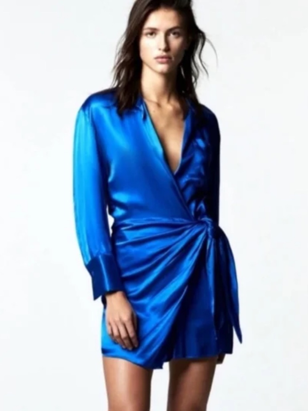 ZARA NWT cobalt blue BLOGGER FAVE blazer wrap dress XS